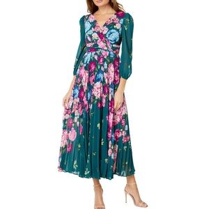 MAGGY LONDON Floral Pleated Dress